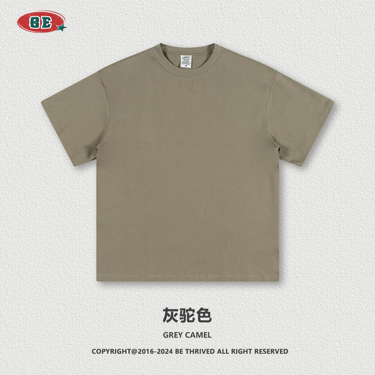 Be Men's 2024 Spring and Summer 305G Heavy T-shirt Men's American Cotton Fashion Brand Solid Color Short Sleeve Teen T-shirt