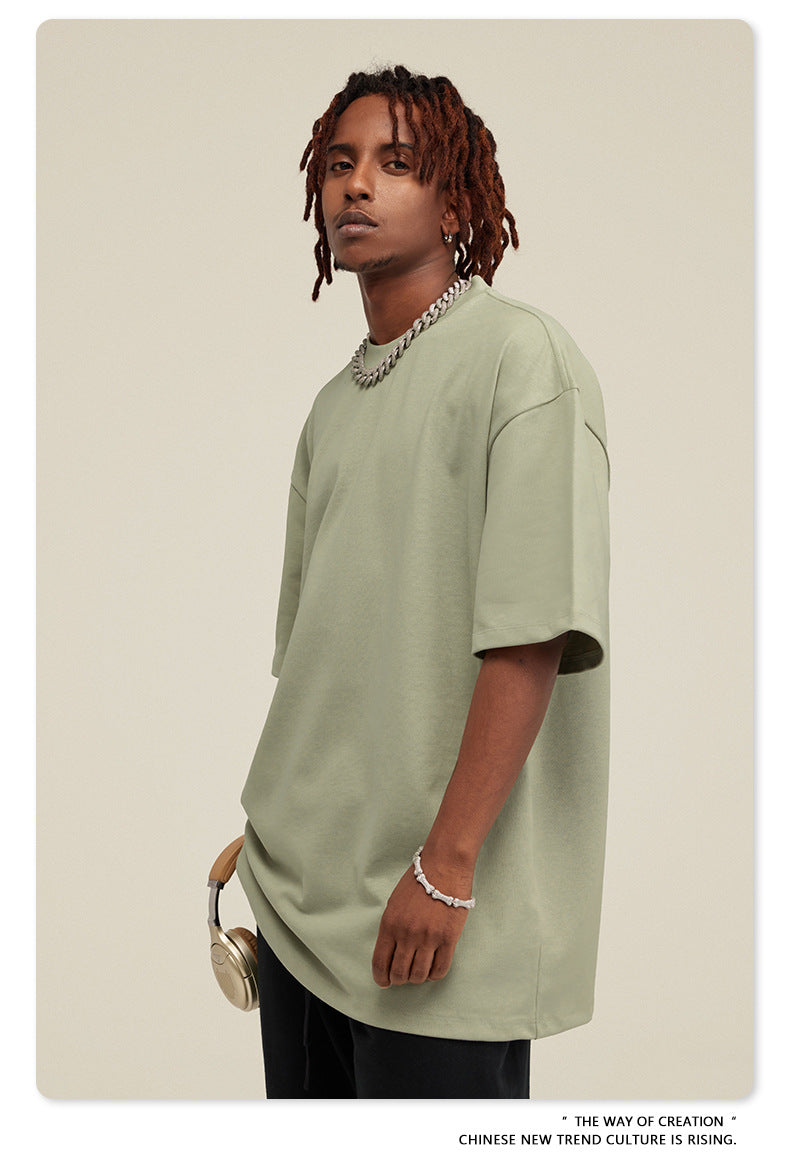 Be Men's 2024 Bashi Cotton T-shirt Heavy Loose Teen Short-Sleeved Men's T Summer Fashion Brand Short Sleeve T-shirt Men's