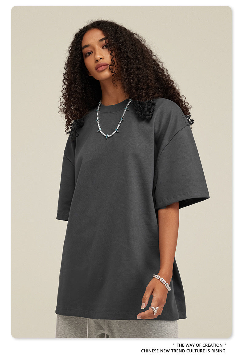 Be Men's 2024 Bashi Cotton T-shirt Heavy Loose Teen Short-Sleeved Men's T Summer Fashion Brand Short Sleeve T-shirt Men's