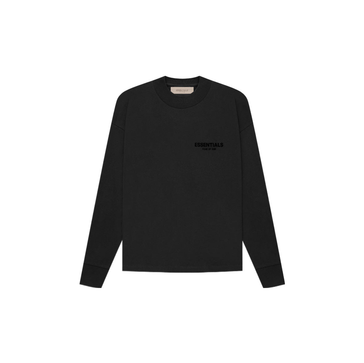 Top Essentials Flocking Letter Crew Neck 100% Cotton Long Sleeve T-shirt Fog Men and Women