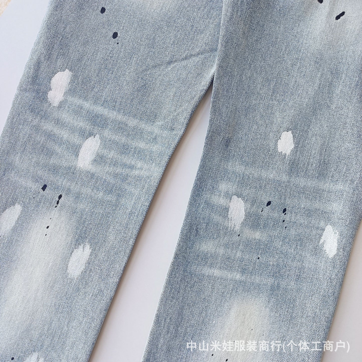 Pp6610 Purple Jeans American Style Hip Hop Ripped Splash-Ink Jeans