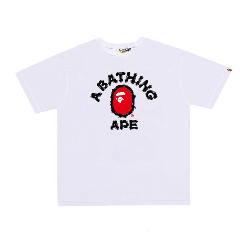 BP2001 Bape Original  Street Cotton Loose Couple Casual T-shirt Short Sleeve Shirt