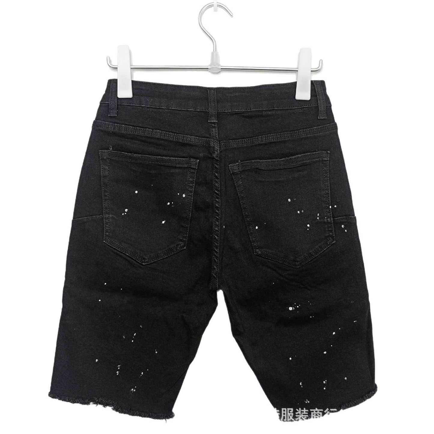Purple Jeans Men's Distressed Denim Shorts Five-Point Shorts