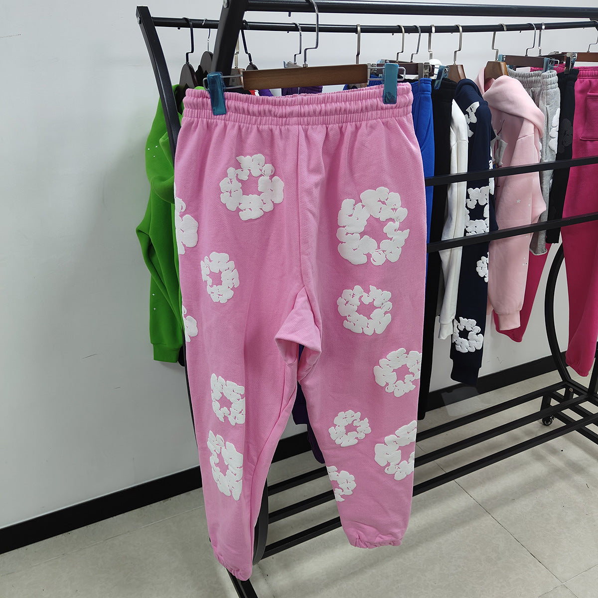 DENIM Puffy Printed 450gsm 100% Cotton Long Pants Sweater for women and men