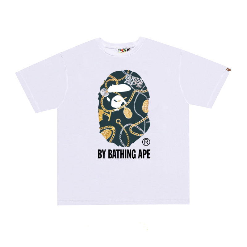 BP2001 Bape Original  Street Cotton Loose Couple Casual T-shirt Short Sleeve Shirt