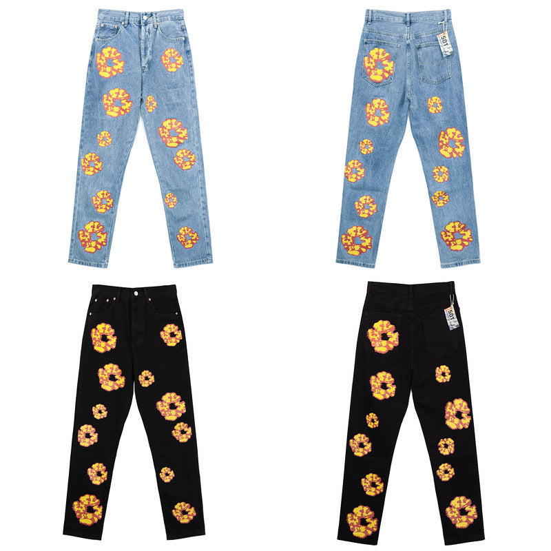 DENIMTEARS Kapok Foam Printed Trendy Brand Sweatshirt and Sweatpants Casual Hoodie Unisex Sports Set