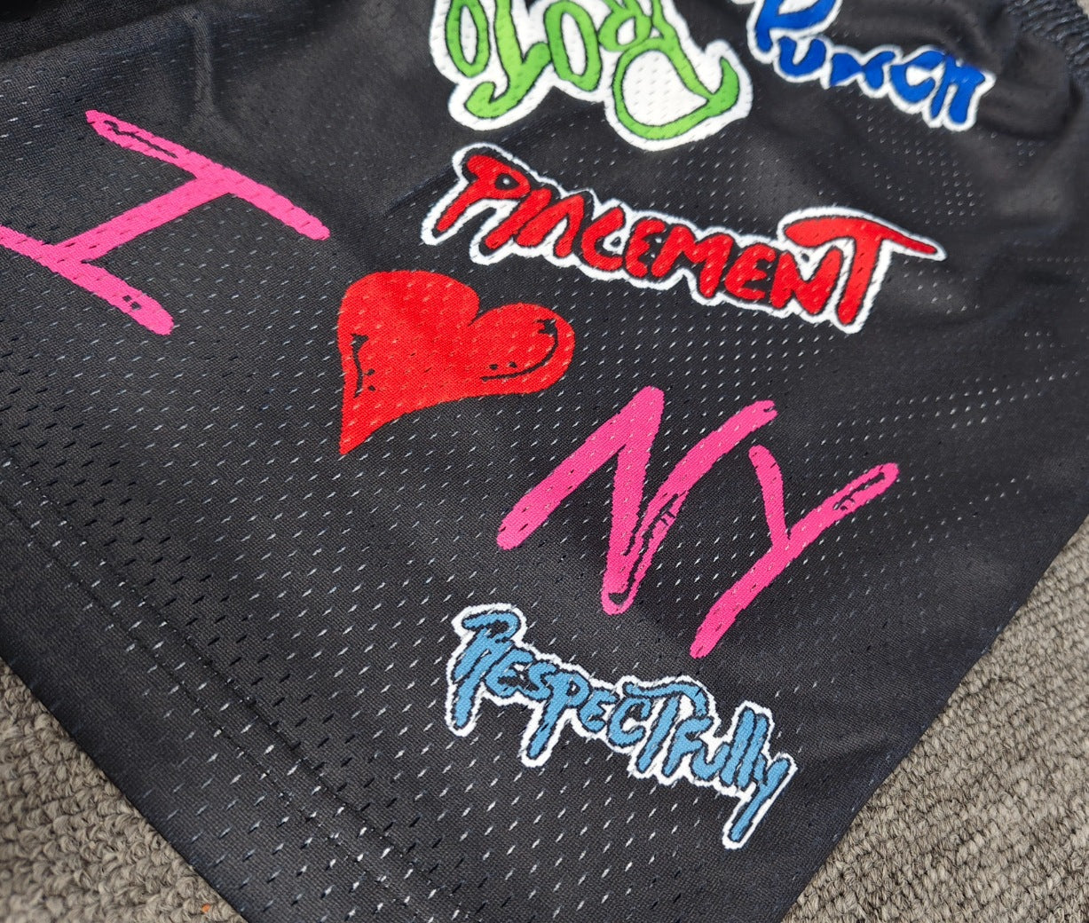 EE Black Graffiti Mesh Sports Shorts for Men