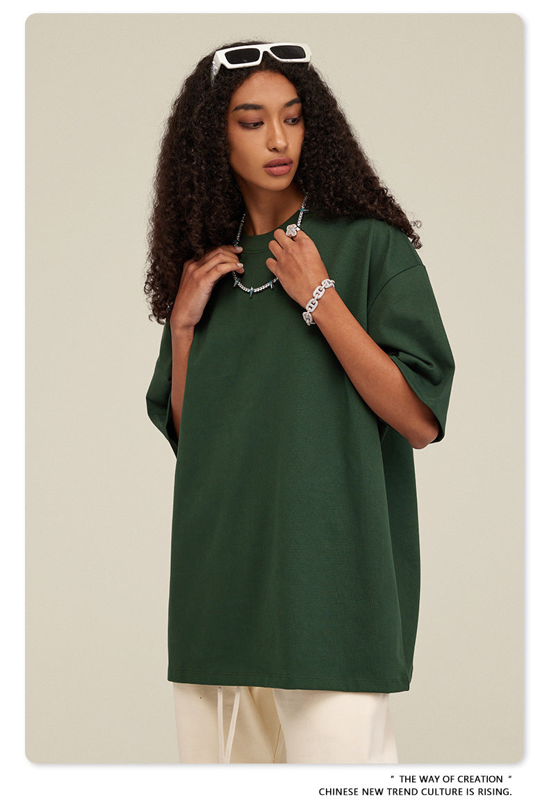 Be Men's 2024 Bashi Cotton T-shirt Heavy Loose Teen Short-Sleeved Men's T Summer Fashion Brand Short Sleeve T-shirt Men's