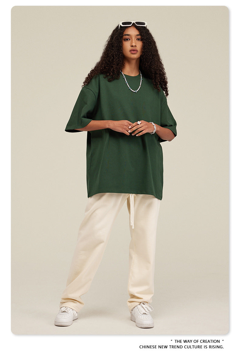 Be Men's 2024 Bashi Cotton T-shirt Heavy Loose Teen Short-Sleeved Men's T Summer Fashion Brand Short Sleeve T-shirt Men's