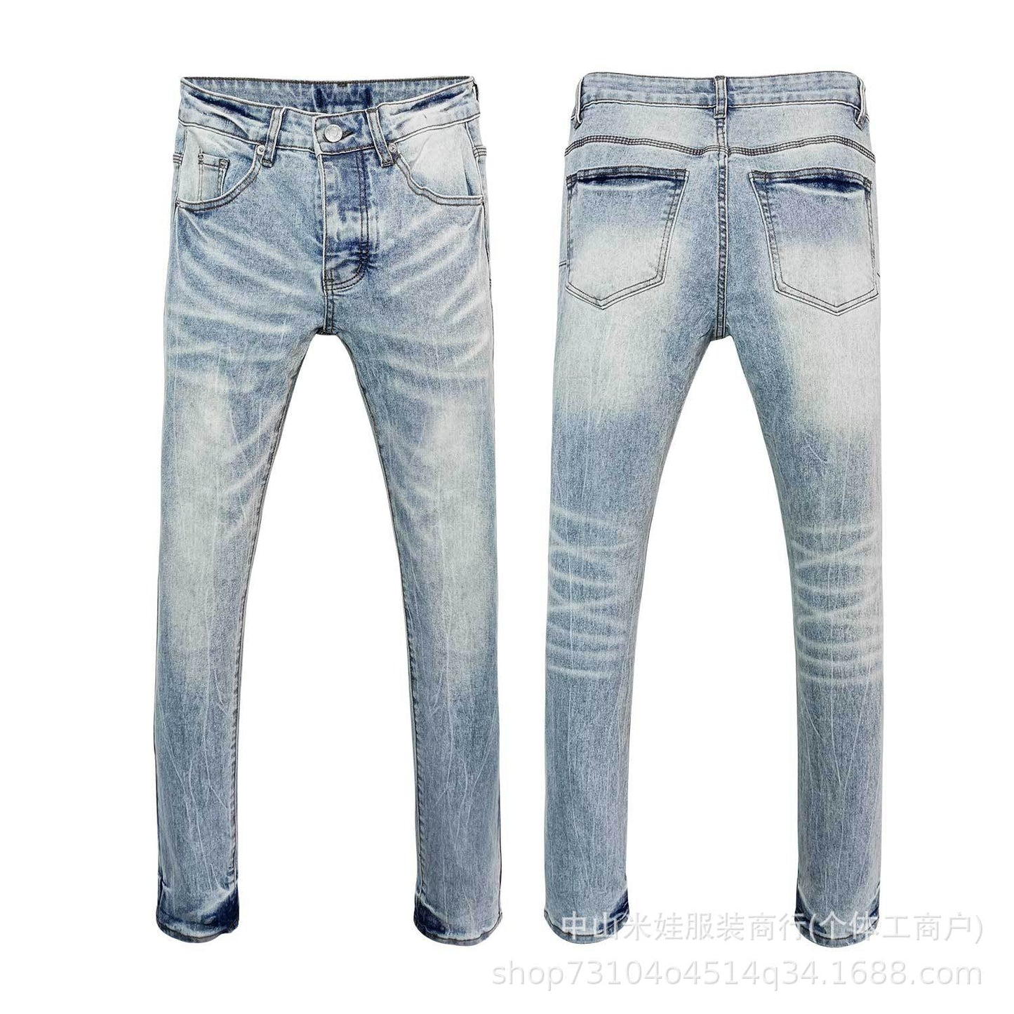 Pp6601 Purple Jeans American Style Hip Hop Ripped Jeans