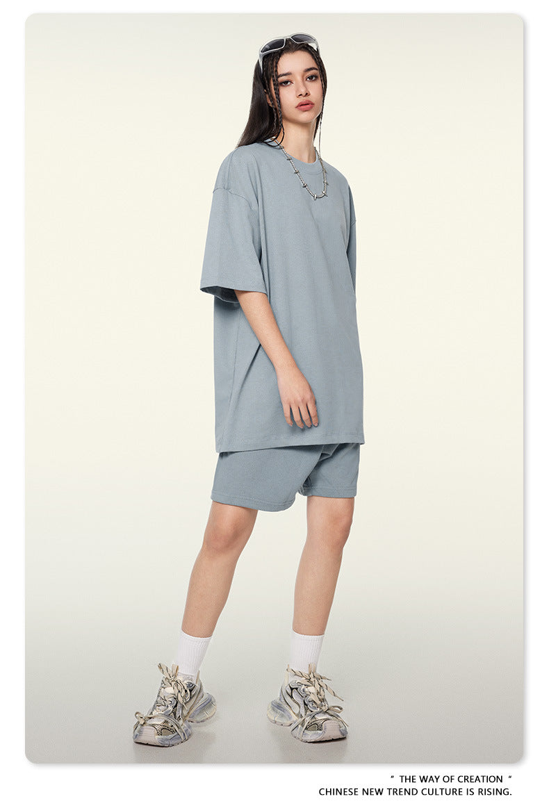 Be Men's 2024 Spring and Summer 305G Heavy T-shirt Men's American Cotton Fashion Brand Solid Color Short Sleeve Teen T-shirt