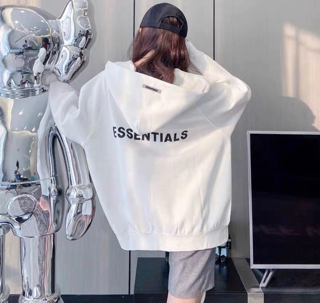 ESS Silicone Letter Zipper with Fleece Lining100% Cotton Hooded Sweater