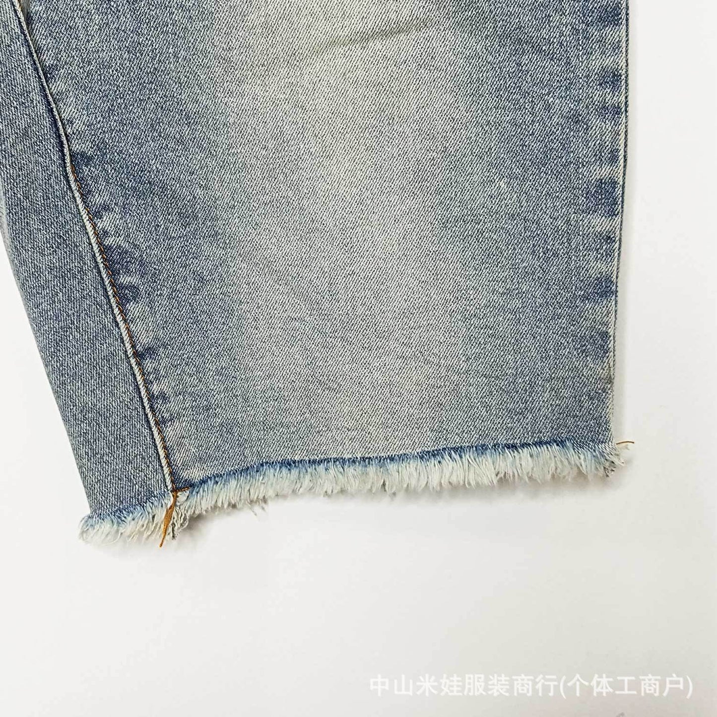 Purple Jeans Five-Point Loose Fit Versatile PU Ink-Splashed Denim Shorts