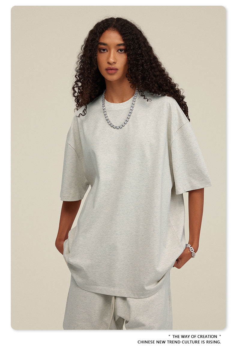 Be Men's 2024 Spring and Summer 305G Heavy T-shirt Men's American Cotton Fashion Brand Solid Color Short Sleeve Teen T-shirt