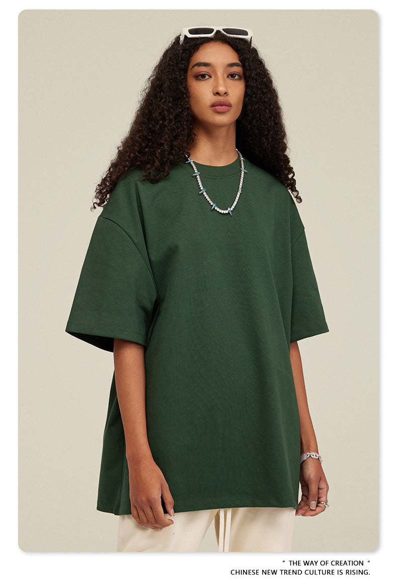 Be Men's 2024 Bashi Cotton T-shirt Heavy Loose Teen Short-Sleeved Men's T Summer Fashion Brand Short Sleeve T-shirt Men's