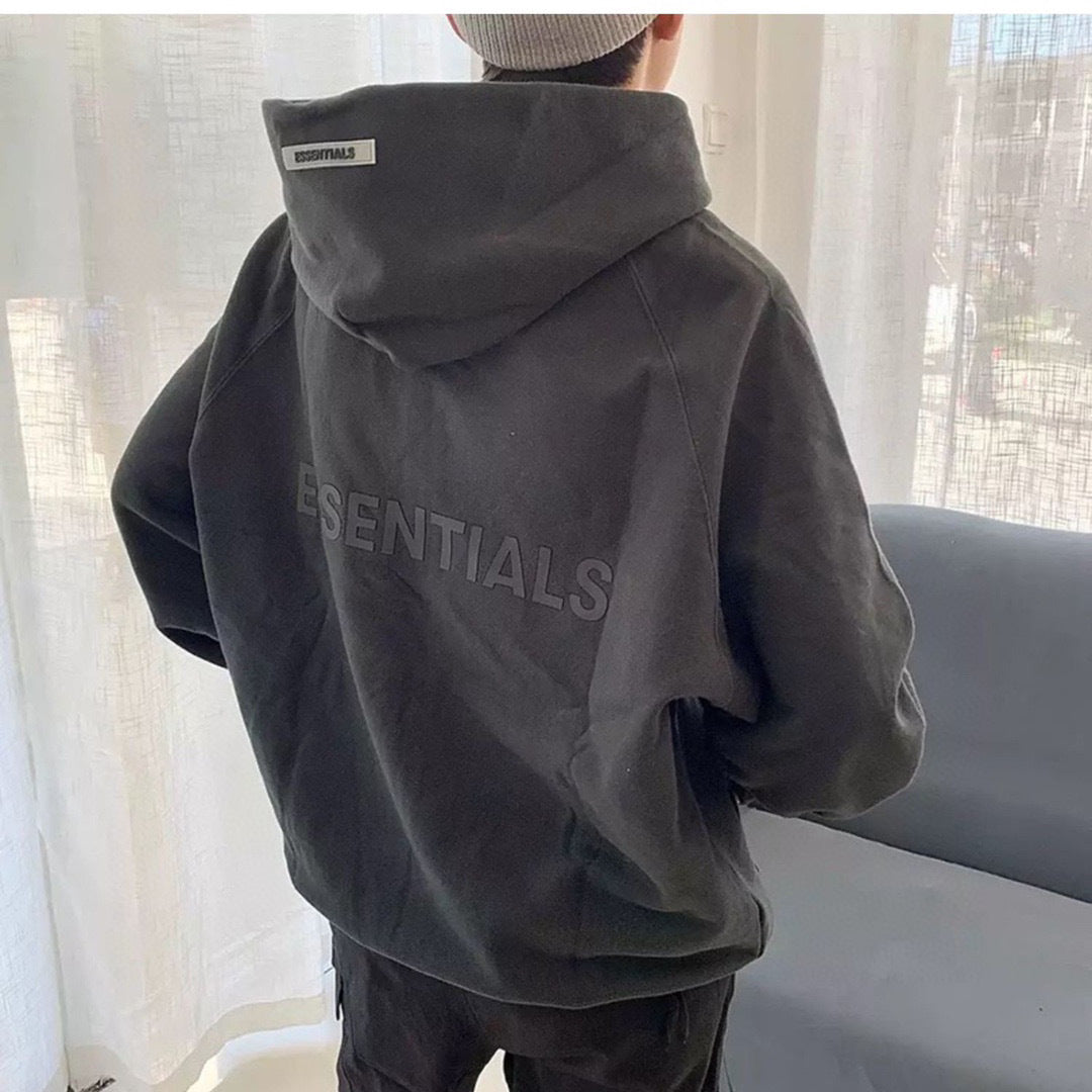 ESS Silicone Letter Zipper with Fleece Lining100% Cotton Hooded Sweater