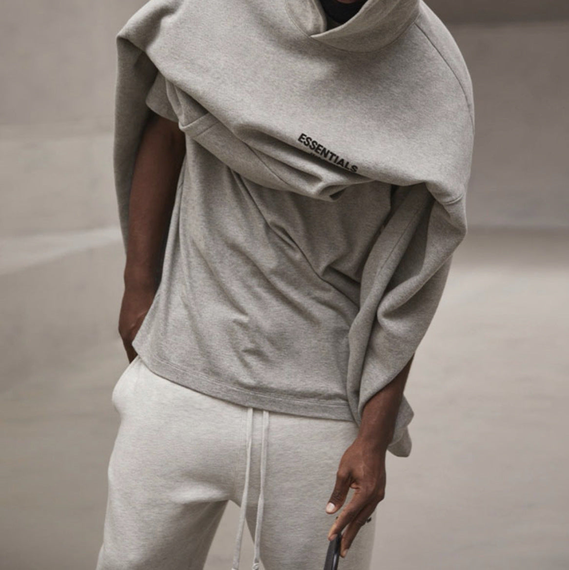 Top ESS Front and Rear Three-Dimensional Flocking Letters 100% Cotton round Neck Loose Couple Short Sleeve T-shirt