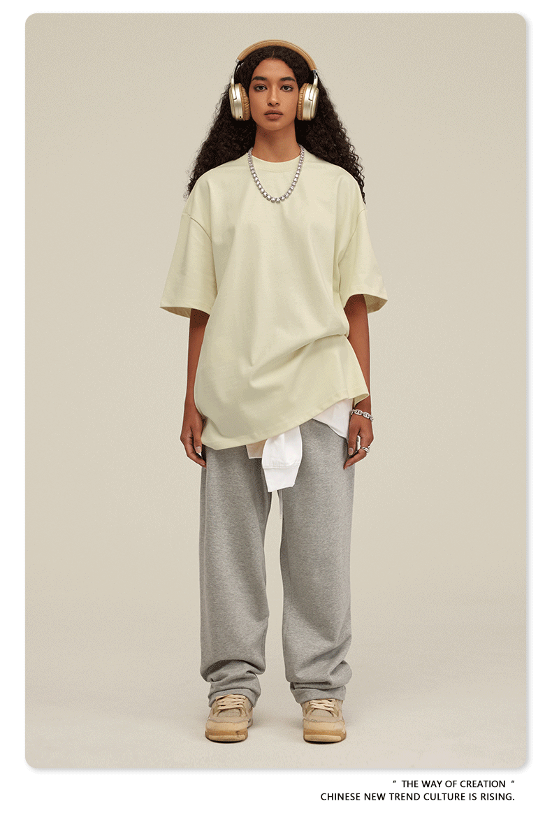 Be Men's 2024 Bashi Cotton T-shirt Heavy Loose Teen Short-Sleeved Men's T Summer Fashion Brand Short Sleeve T-shirt Men's