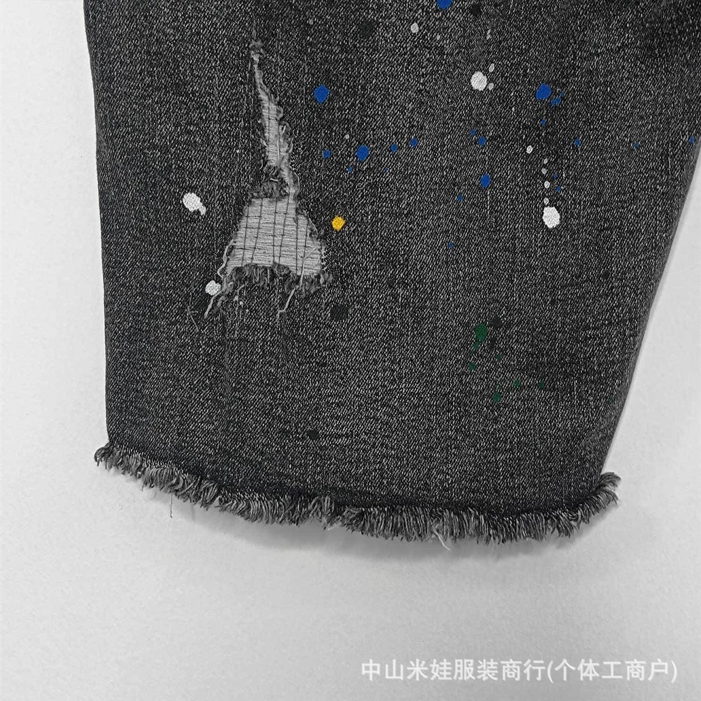 Purple Jeans Splash-Ink Jeans Washed Do the Old Cowboy Denim Shorts