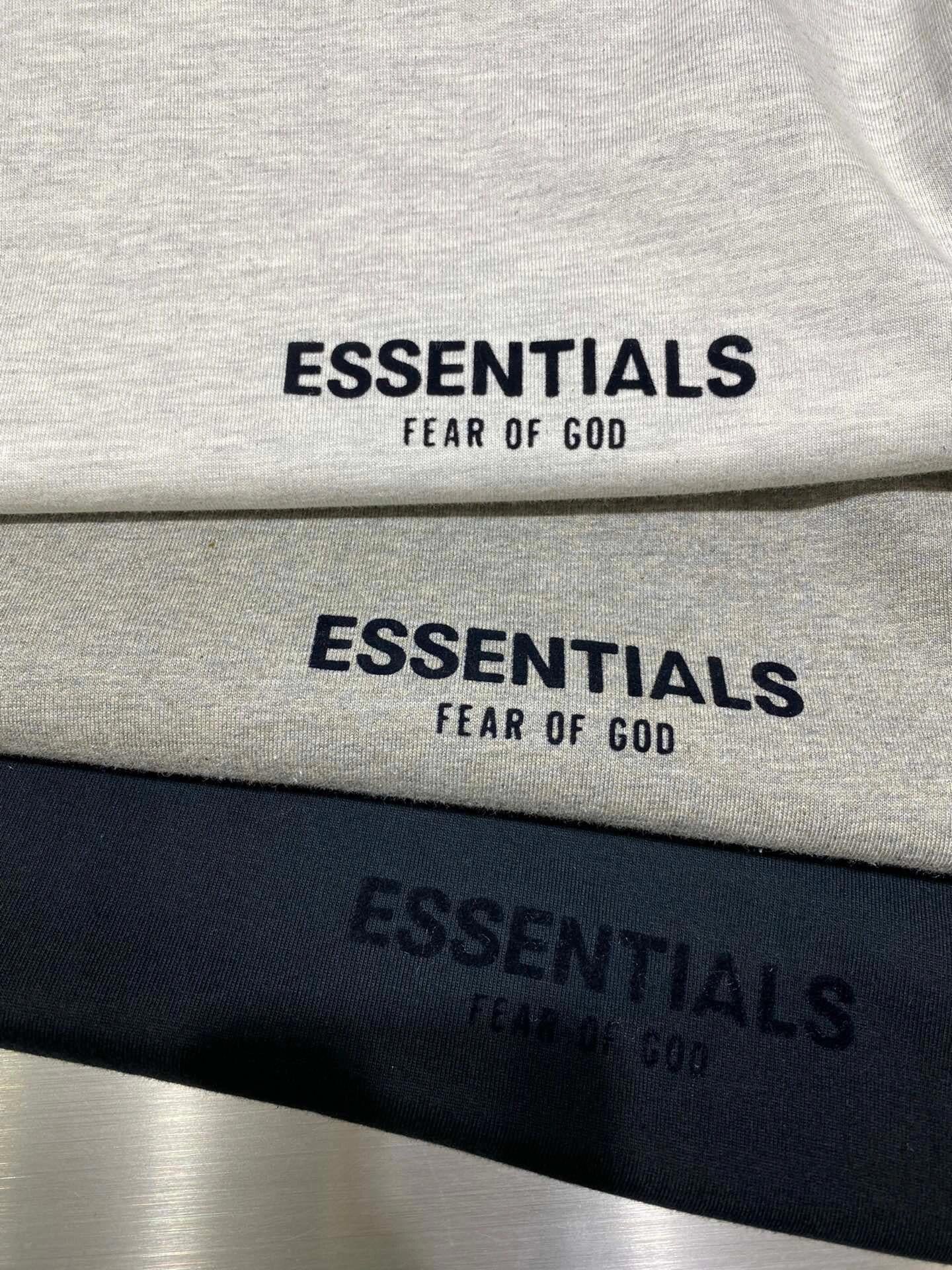 Top Essentials Flocking Letter Crew Neck 100% Cotton Long Sleeve T-shirt Fog Men and Women