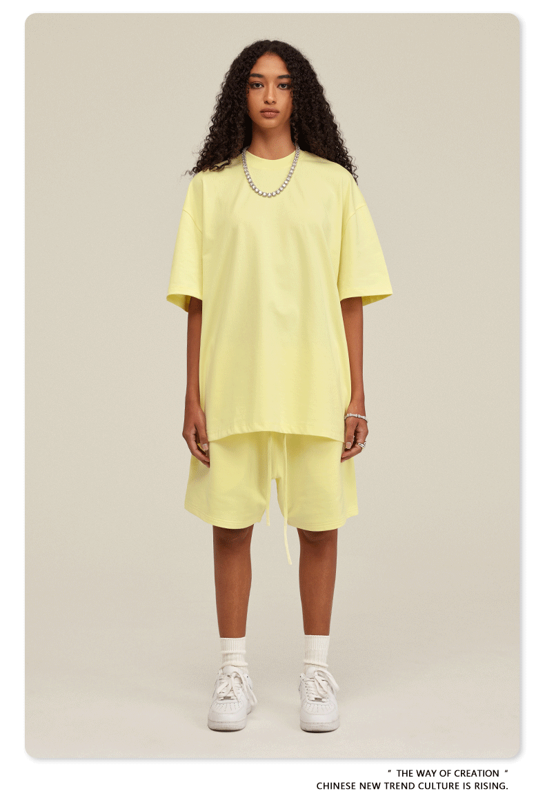 Be Men's 2024 Spring and Summer 305G Heavy T-shirt Men's American Cotton Fashion Brand Solid Color Short Sleeve Teen T-shirt