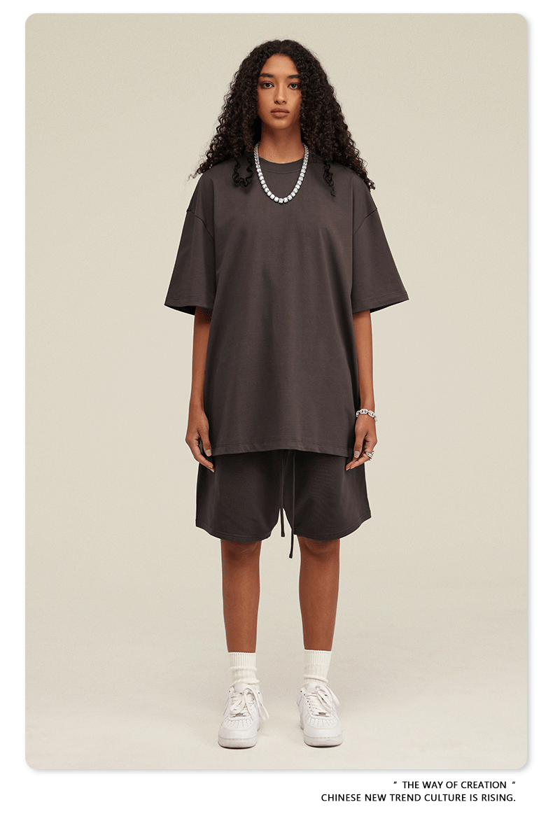 Be Men's 2024 Spring and Summer 305G Heavy T-shirt Men's American Cotton Fashion Brand Solid Color Short Sleeve Teen T-shirt