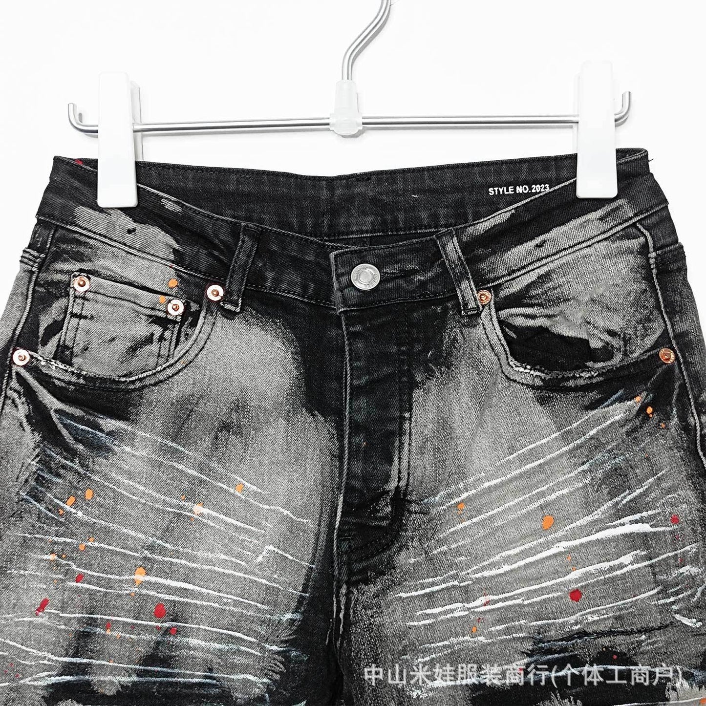 Purple Jeans Splashed Ink Black Jeans