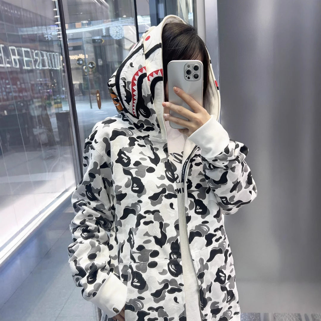 bape gray and white hoodies 100% cotton men hoodies