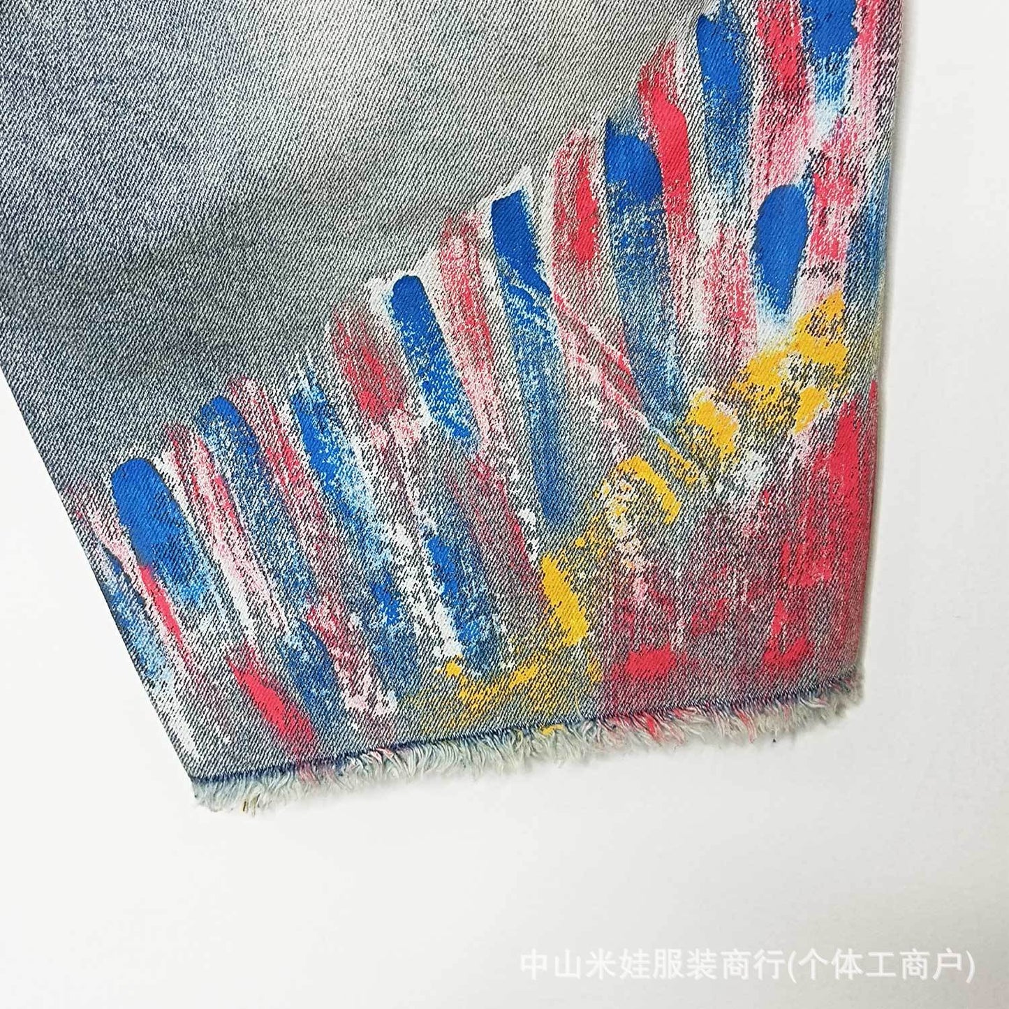 Purple Jeans Five-Point Loose Fit Versatile PU Ink-Splashed Denim Shorts