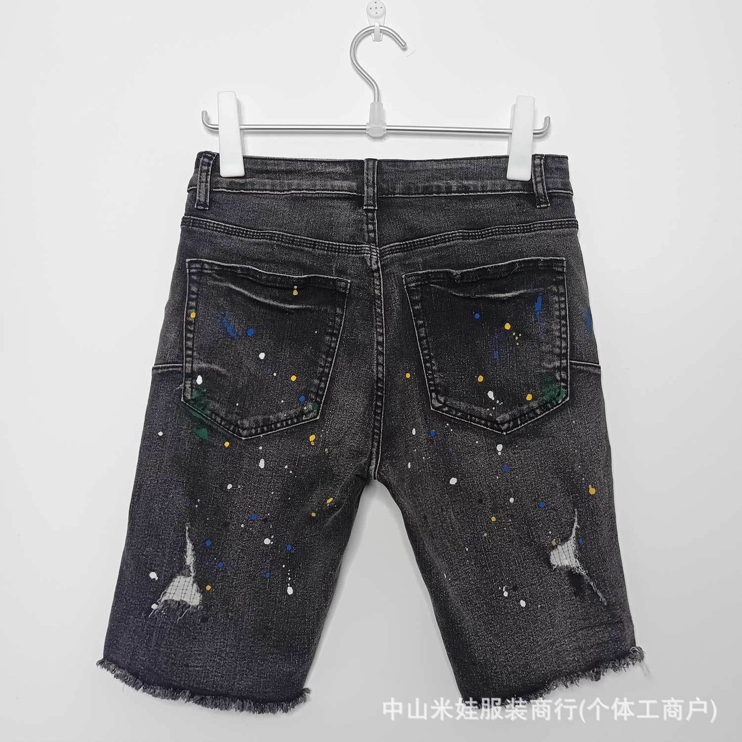 Purple Jeans Splash-Ink Jeans Washed Do the Old Cowboy Denim Shorts