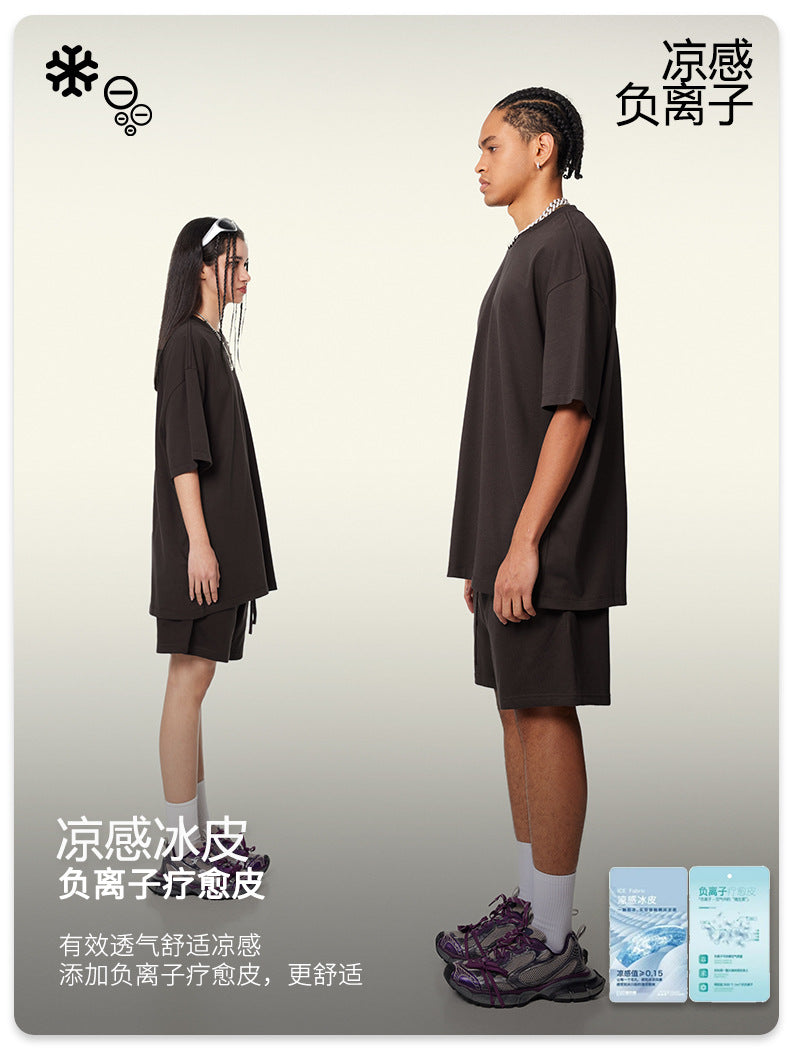 Be Men's 2024 Spring and Summer 305G Heavy T-shirt Men's American Cotton Fashion Brand Solid Color Short Sleeve Teen T-shirt