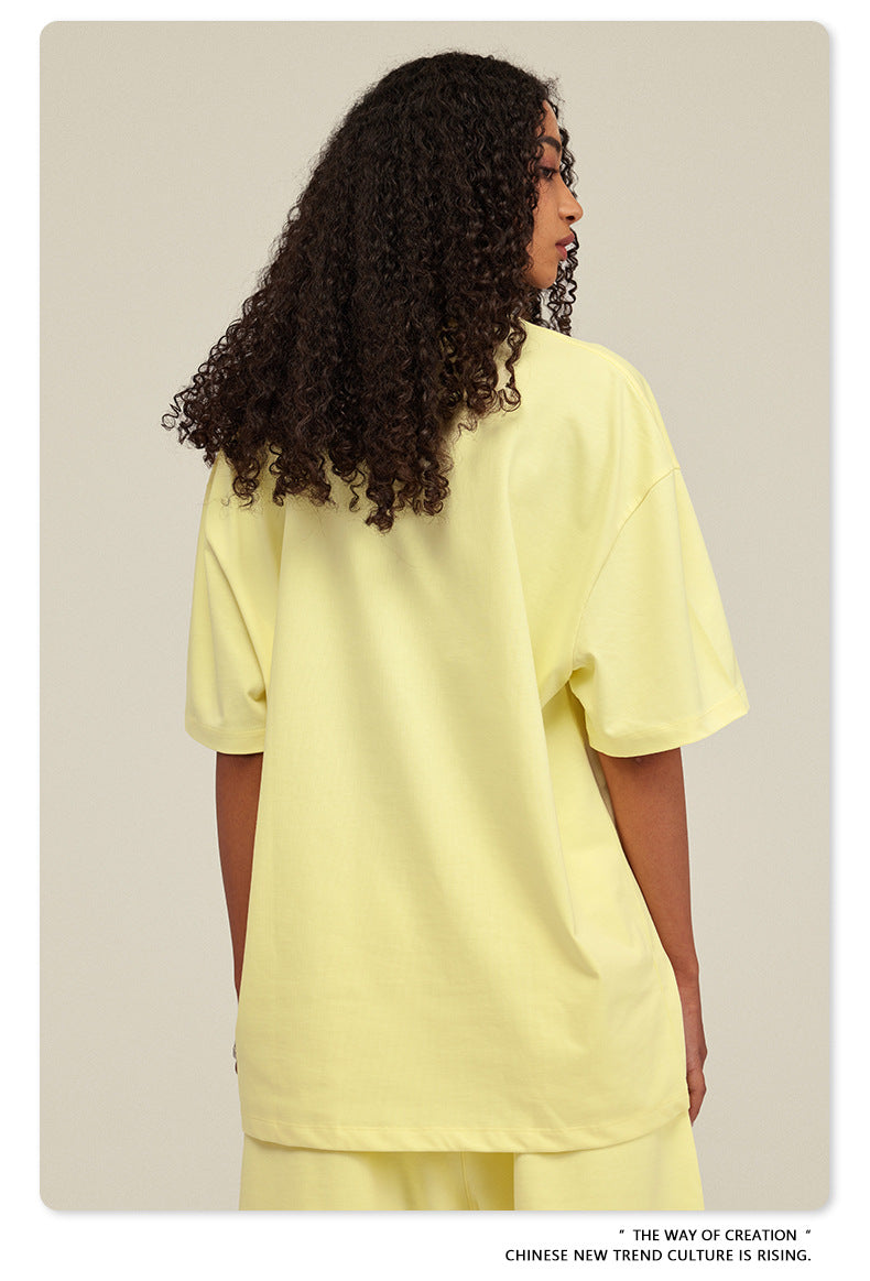 Be Men's 2024 Spring and Summer 305G Heavy T-shirt Men's American Cotton Fashion Brand Solid Color Short Sleeve Teen T-shirt