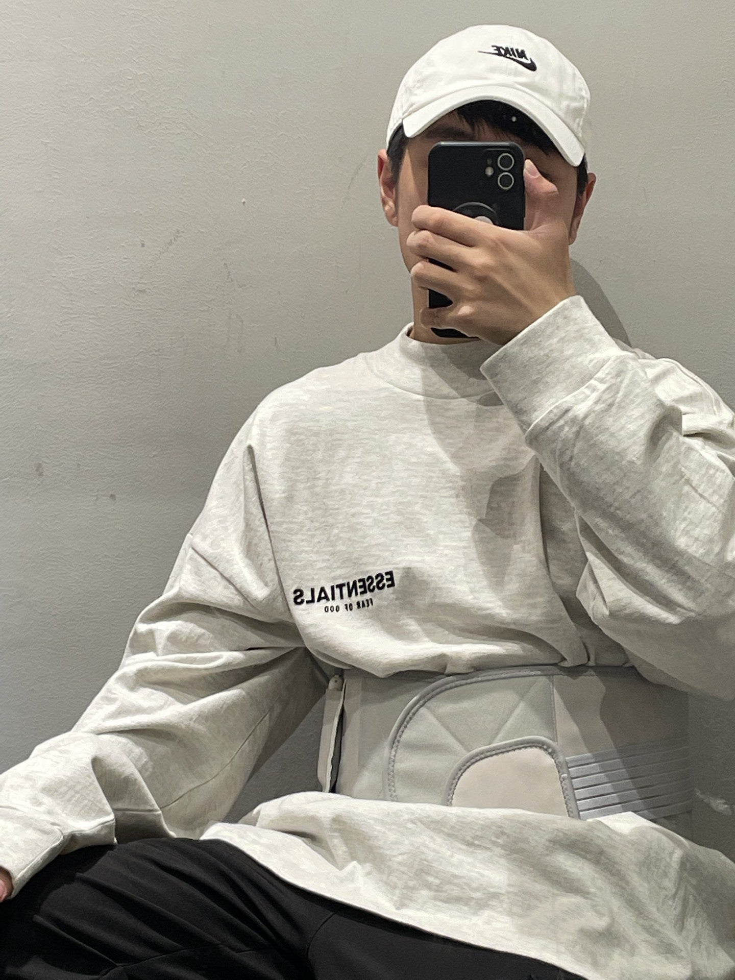 Top Essentials Flocking Letter Crew Neck 100% Cotton Long Sleeve T-shirt Fog Men and Women