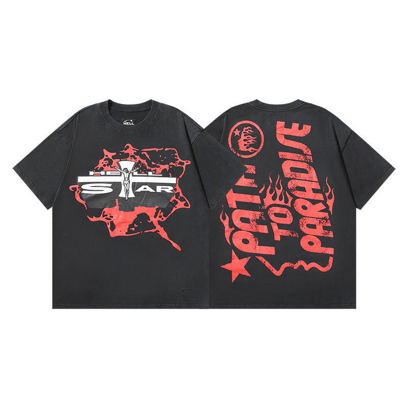 2024 SS Hell starLoose Pullover Short Sleeve T-shirt Green Less