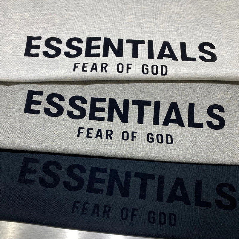 Top Essentials Flocking Letter Crew Neck 100% Cotton Long Sleeve T-shirt Fog Men and Women