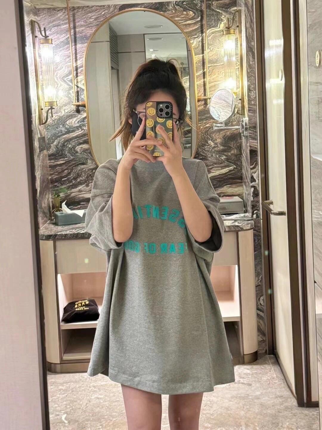 ESS **Half Arc 24ss Spring Silicone Letter 380gsm Heavy Crew Neck 100% Cotton Short Sleeve T-shirt