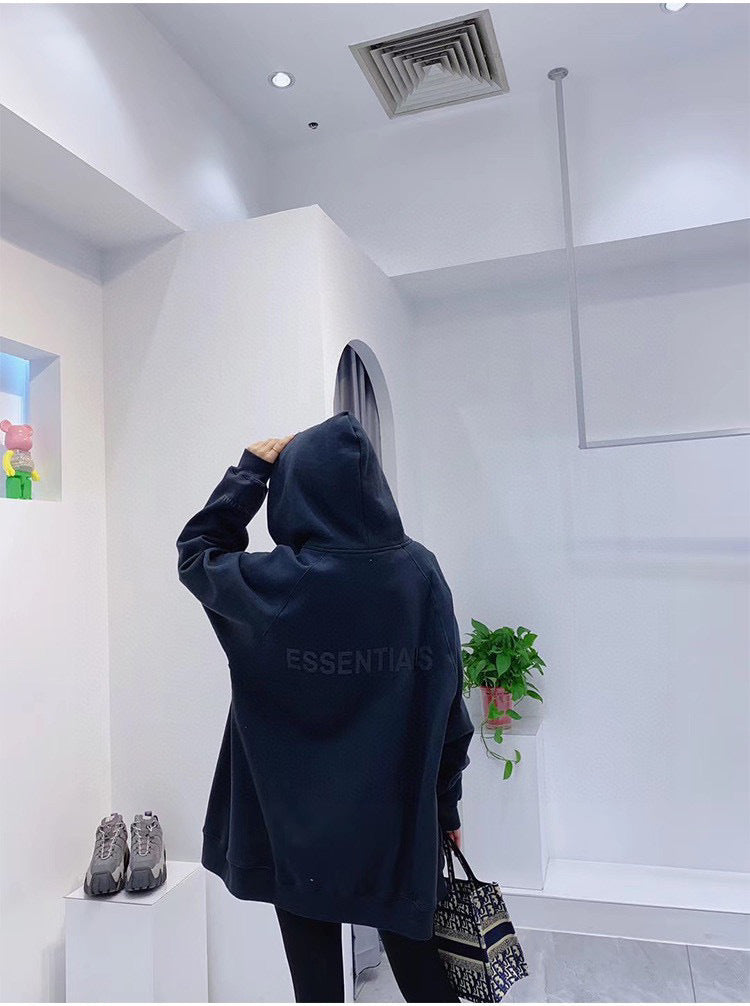 ESS Silicone Letter Zipper with Fleece Lining100% Cotton Hooded Sweater