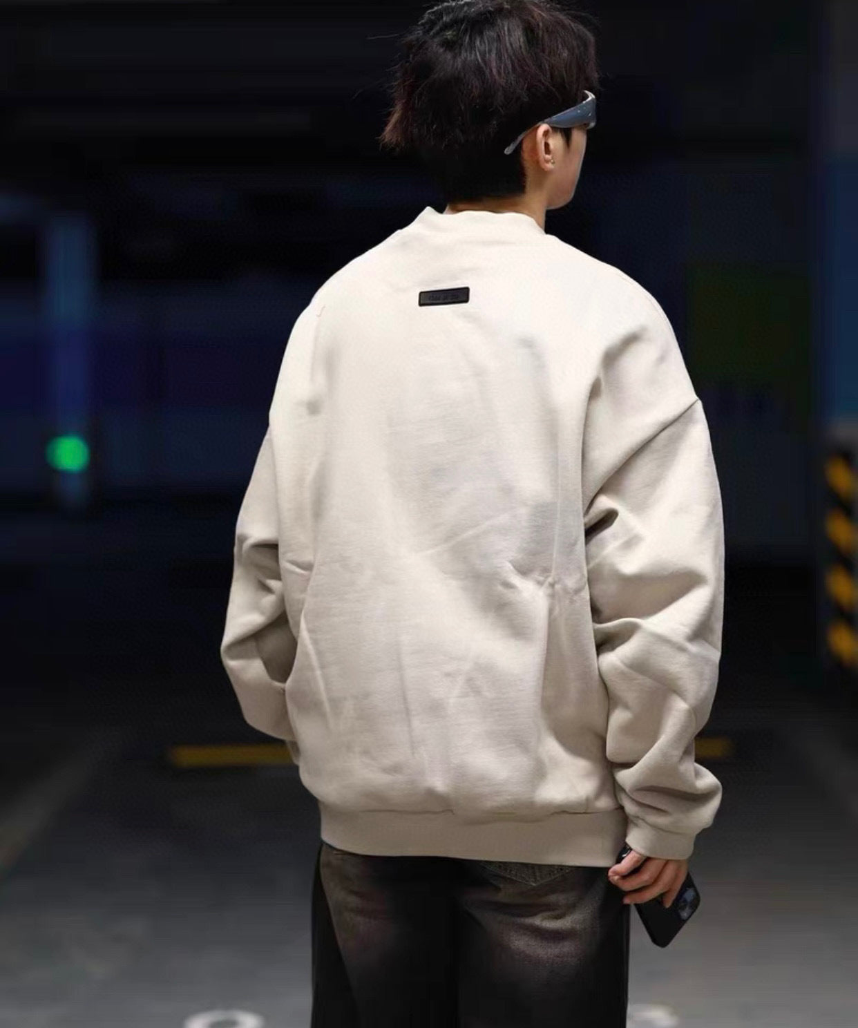 ESS Letter Fog Loose Fleece-lined Crew Neck Pullover Sweatshirt American Fashion Brand Men