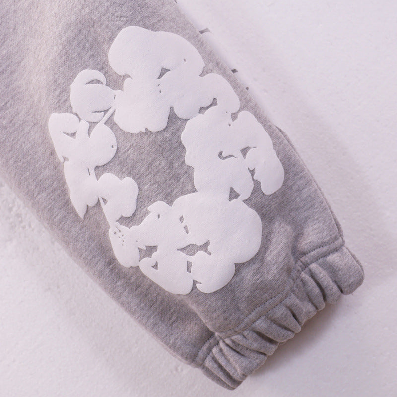 380gsm Denim tears Puff Print Sweatshirt and Sweatpants Casual Hoodie Men's and Women's Sports Suit