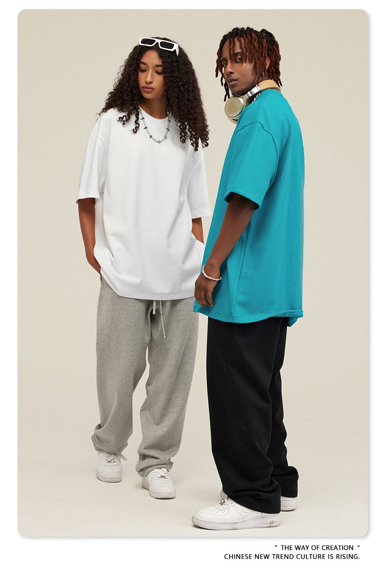 Be Men's 2024 Bashi Cotton T-shirt Heavy Loose Teen Short-Sleeved Men's T Summer Fashion Brand Short Sleeve T-shirt Men's