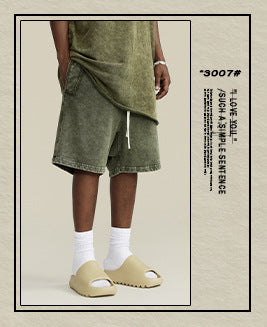 Be Men's 2024 Heavy Fog Teen Fashion Brand Men's Loose Cropped Pants Men's Sports Casual Shorts Summer