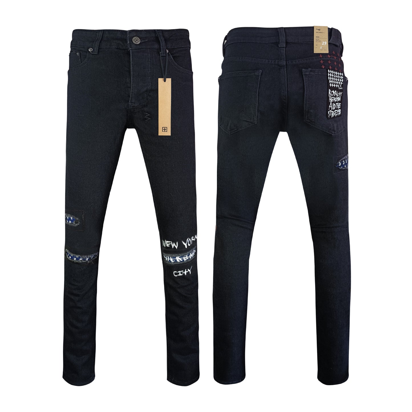 KSB901 Jeans straight-leg Ripped Stretch American High Street Casual Men's Jeans