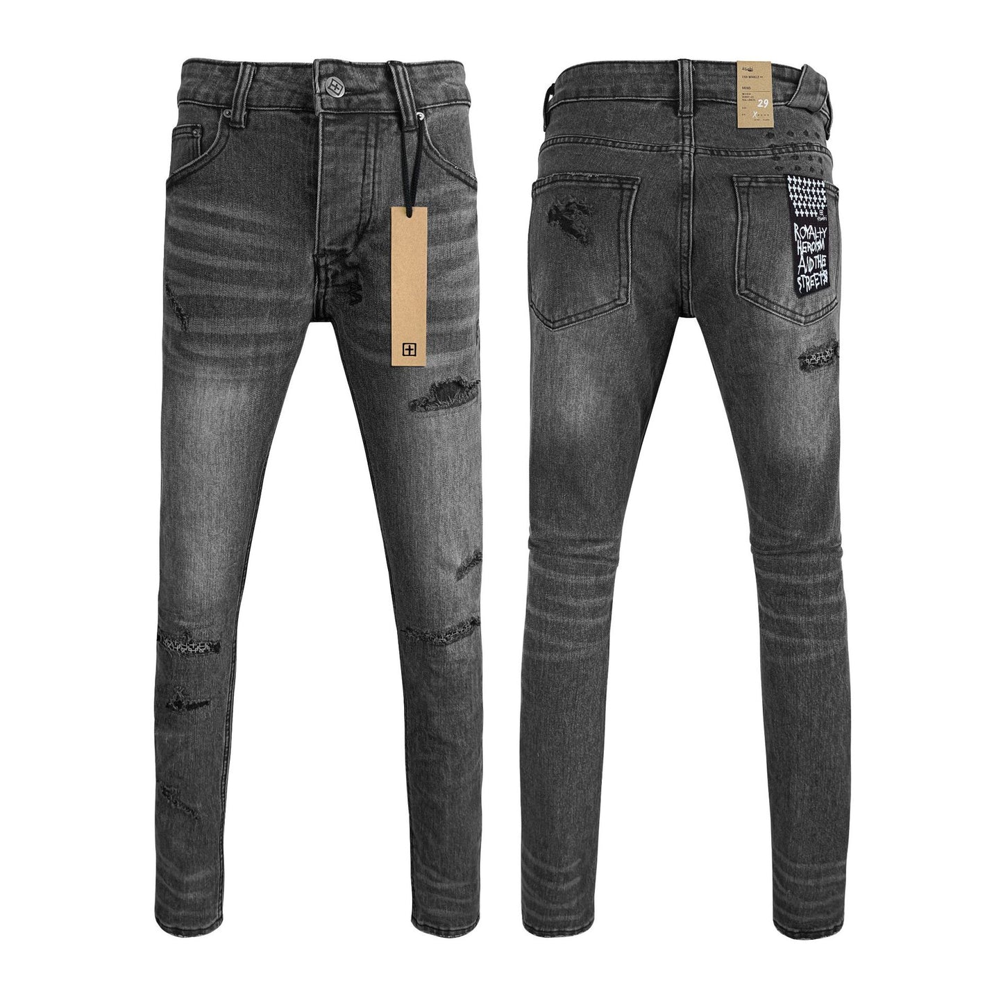 KSB901 Jeans straight-leg Ripped Stretch American High Street Casual Men's Jeans