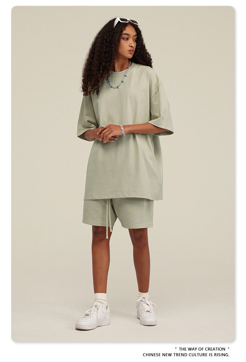 Be Men's 2024 Spring and Summer 305G Heavy T-shirt Men's American Cotton Fashion Brand Solid Color Short Sleeve Teen T-shirt