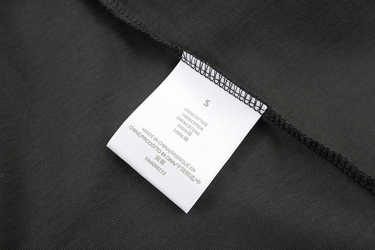 Top ESS Front and Rear Three-Dimensional Flocking Letters 100% Cotton round Neck Loose Couple Short Sleeve T-shirt