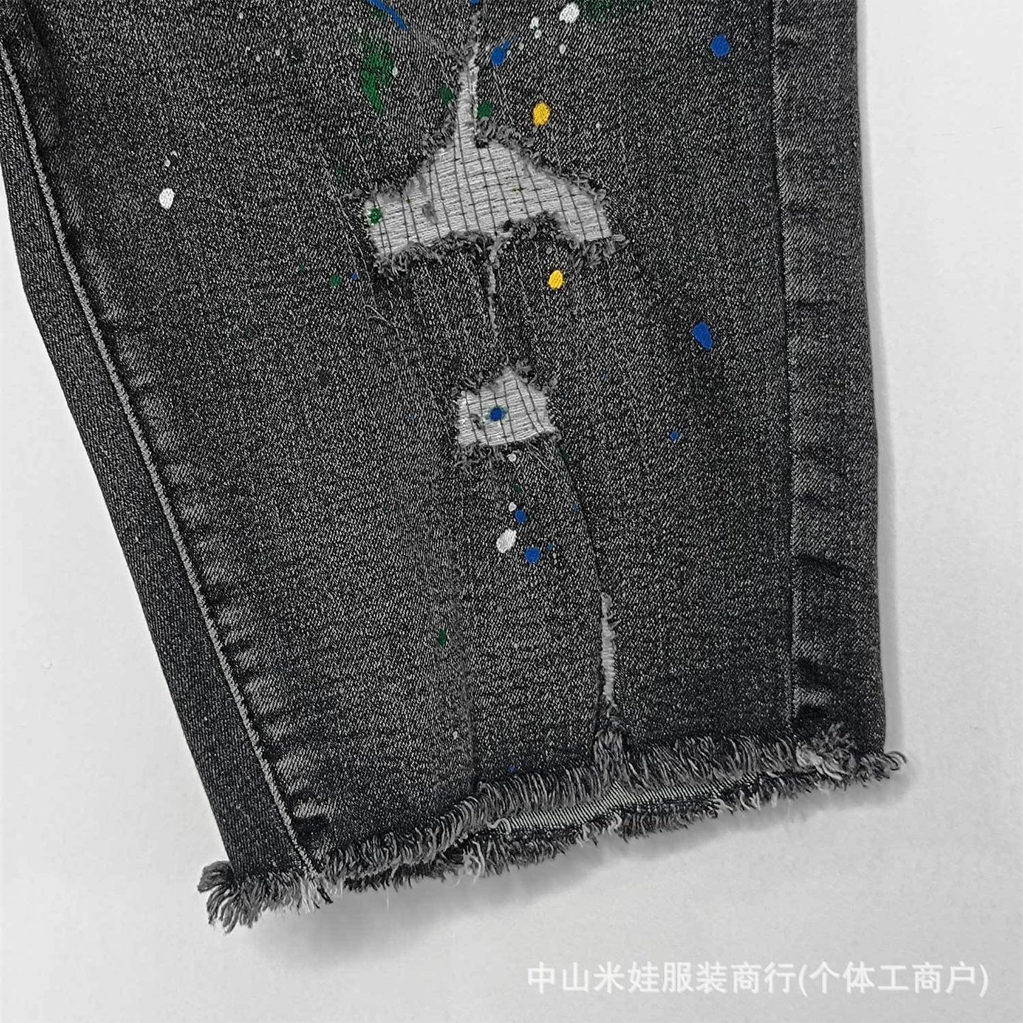 Purple Jeans Splash-Ink Jeans Washed Do the Old Cowboy Denim Shorts