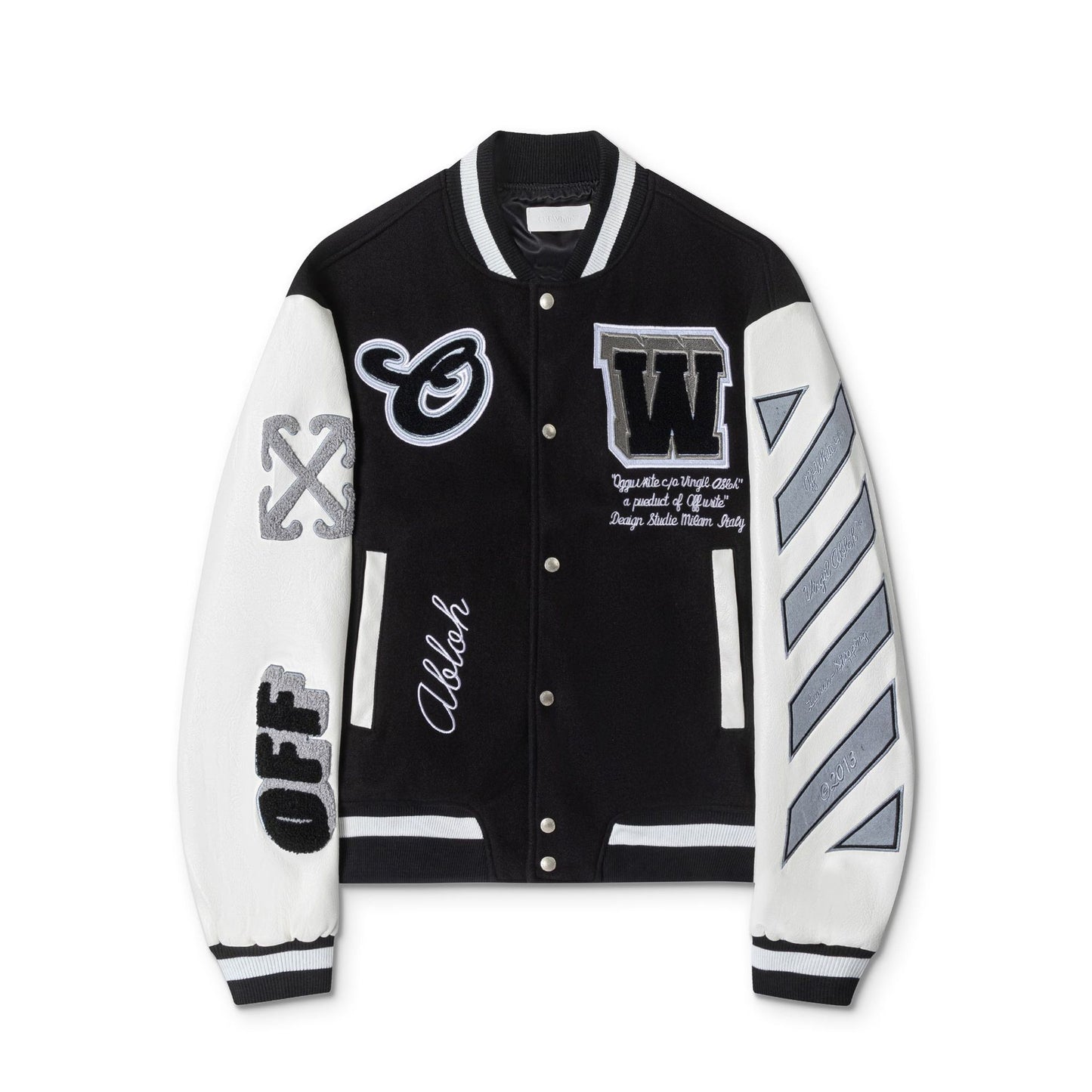 Off-White Patchwork Baseball Jacket Unisex Youth Street Fashion Jacket Coat