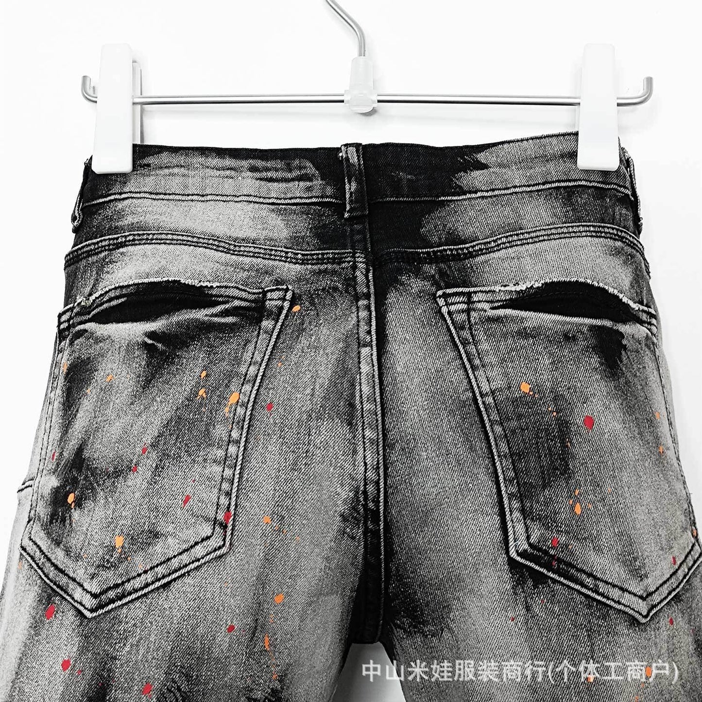 Purple Jeans Splashed Ink Black Jeans