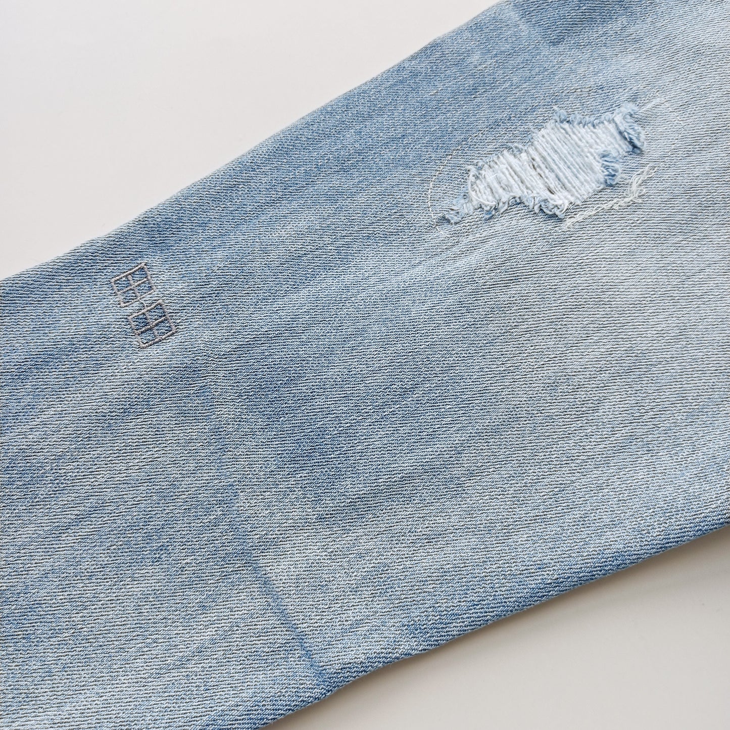 KSB Jeans Straight Ripped Stretch American High Street Casual Men's Jeans