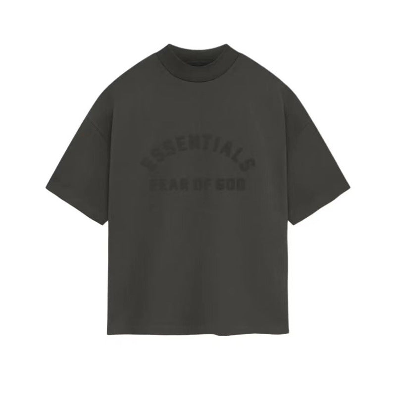 ESS **Half Arc 24ss Spring Silicone Letter 380gsm Heavy Crew Neck 100% Cotton Short Sleeve T-shirt